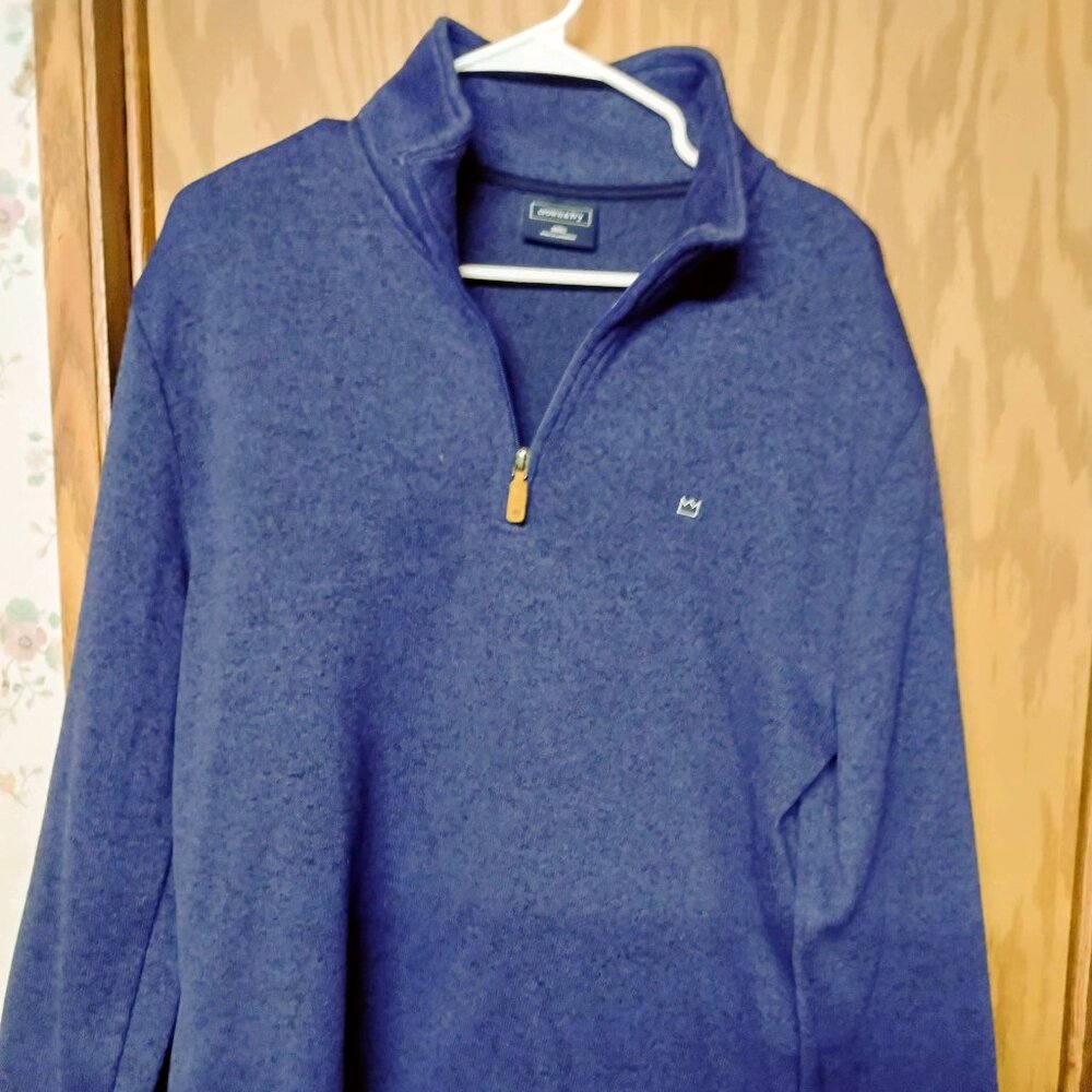 Men's crown & ivy blue pullover fleece jacket size small